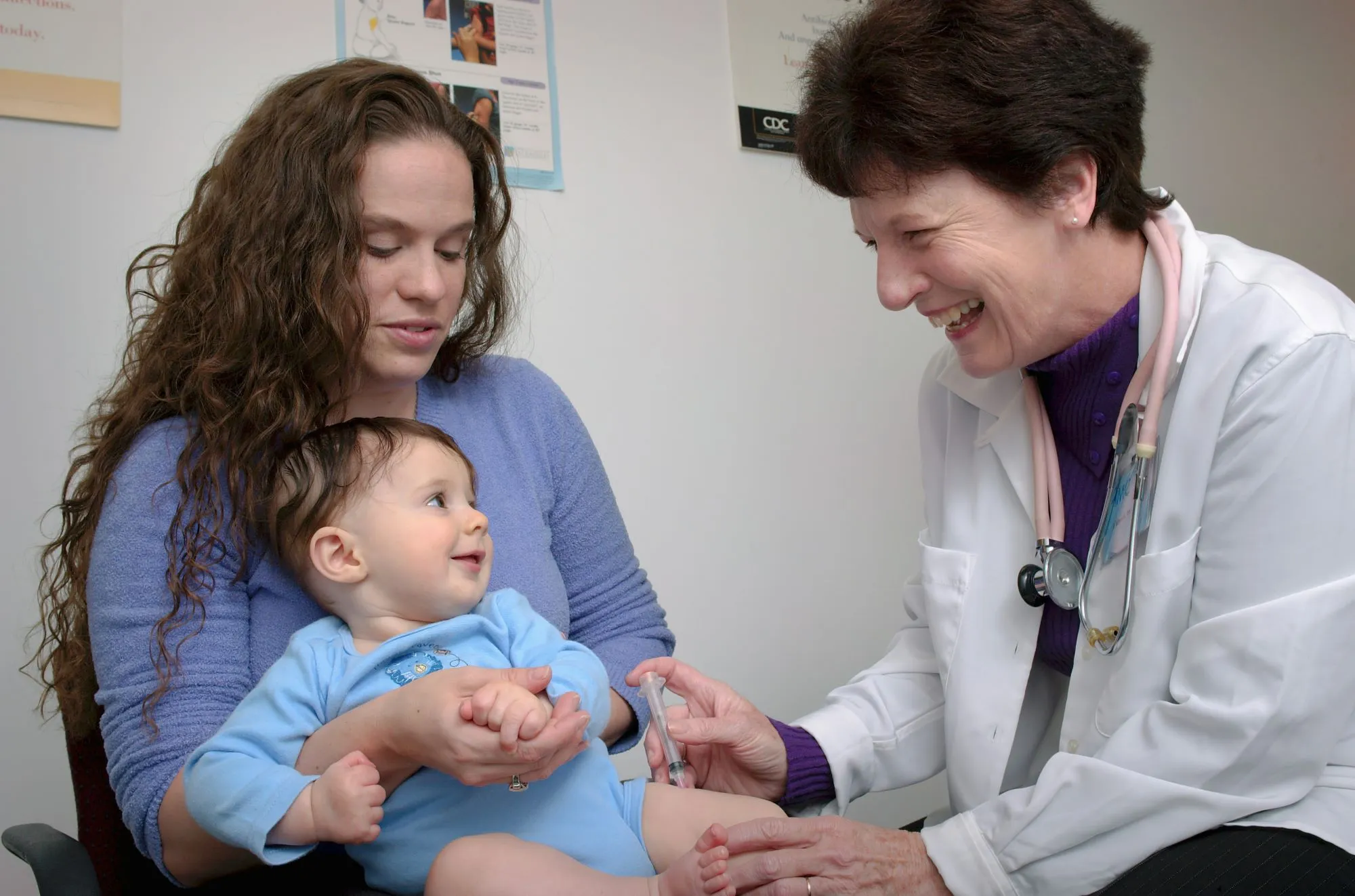 Mother and baby in a doctor's office