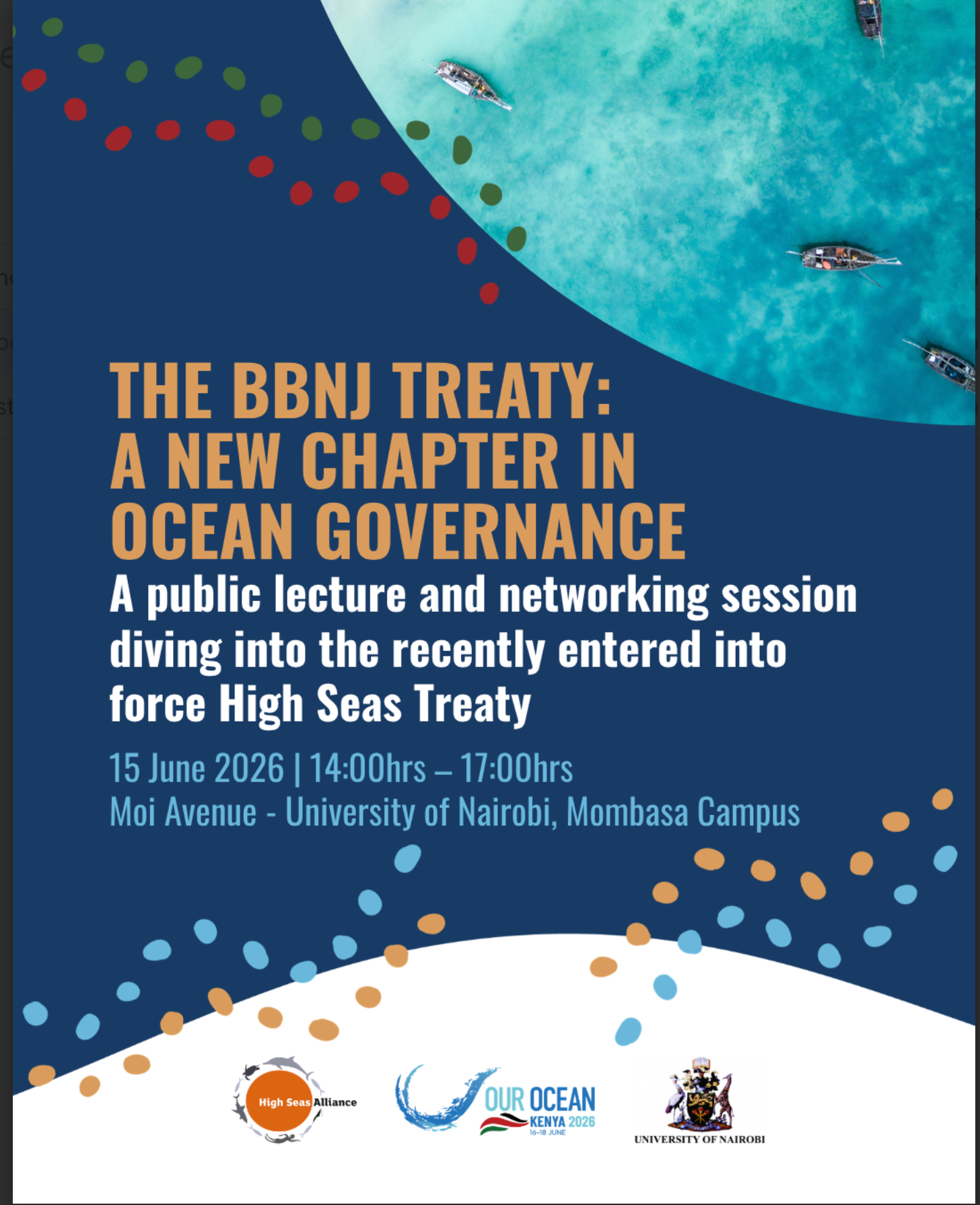 Flyer for Our Ocean session, "The BBNJ Treaty: A New Chapter in Ocean Governance"
