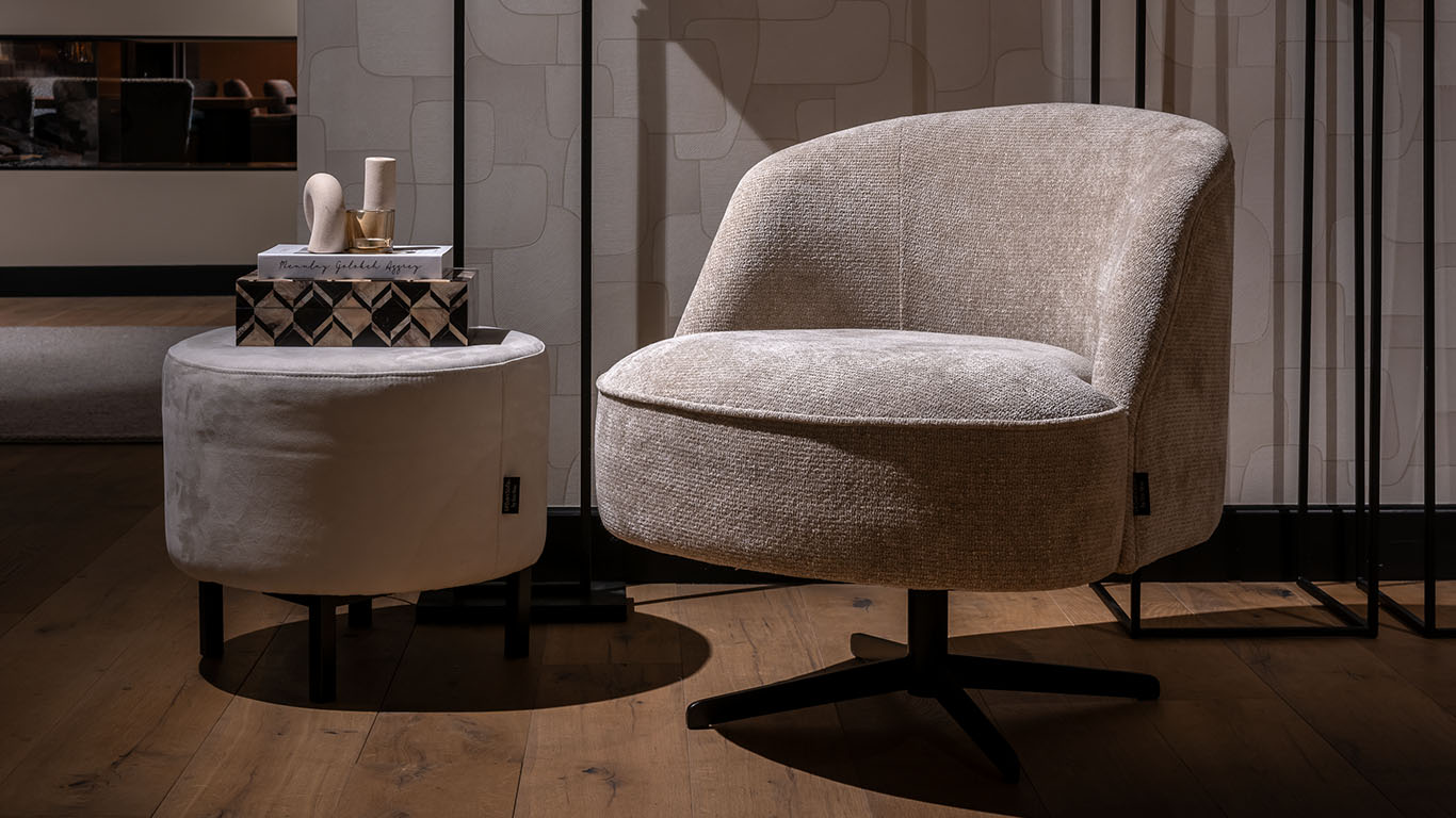 Ronde Fleur met stijlvolle afwerking in fluweelzachte stof.