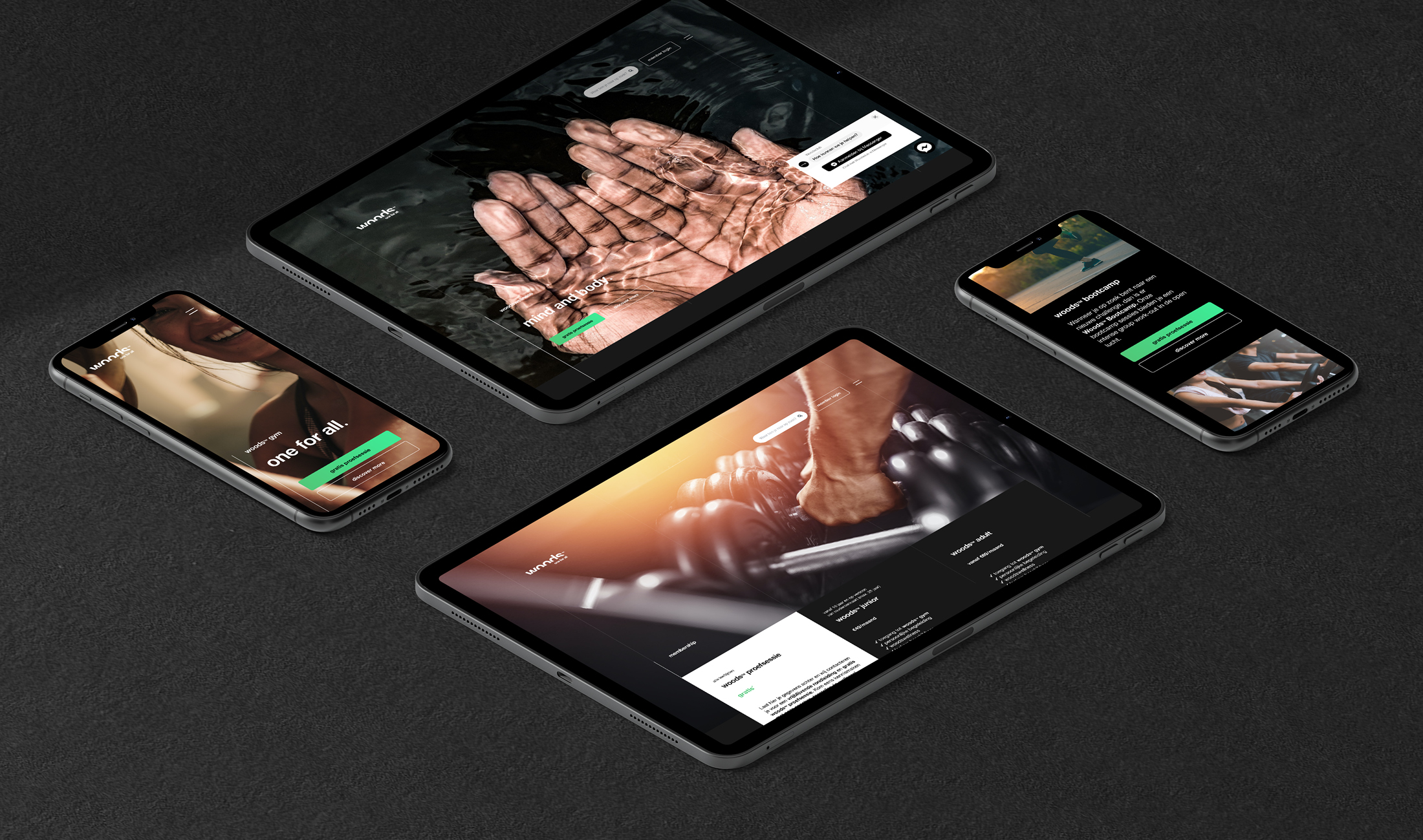 Woods Gym website op iPhone en iPad