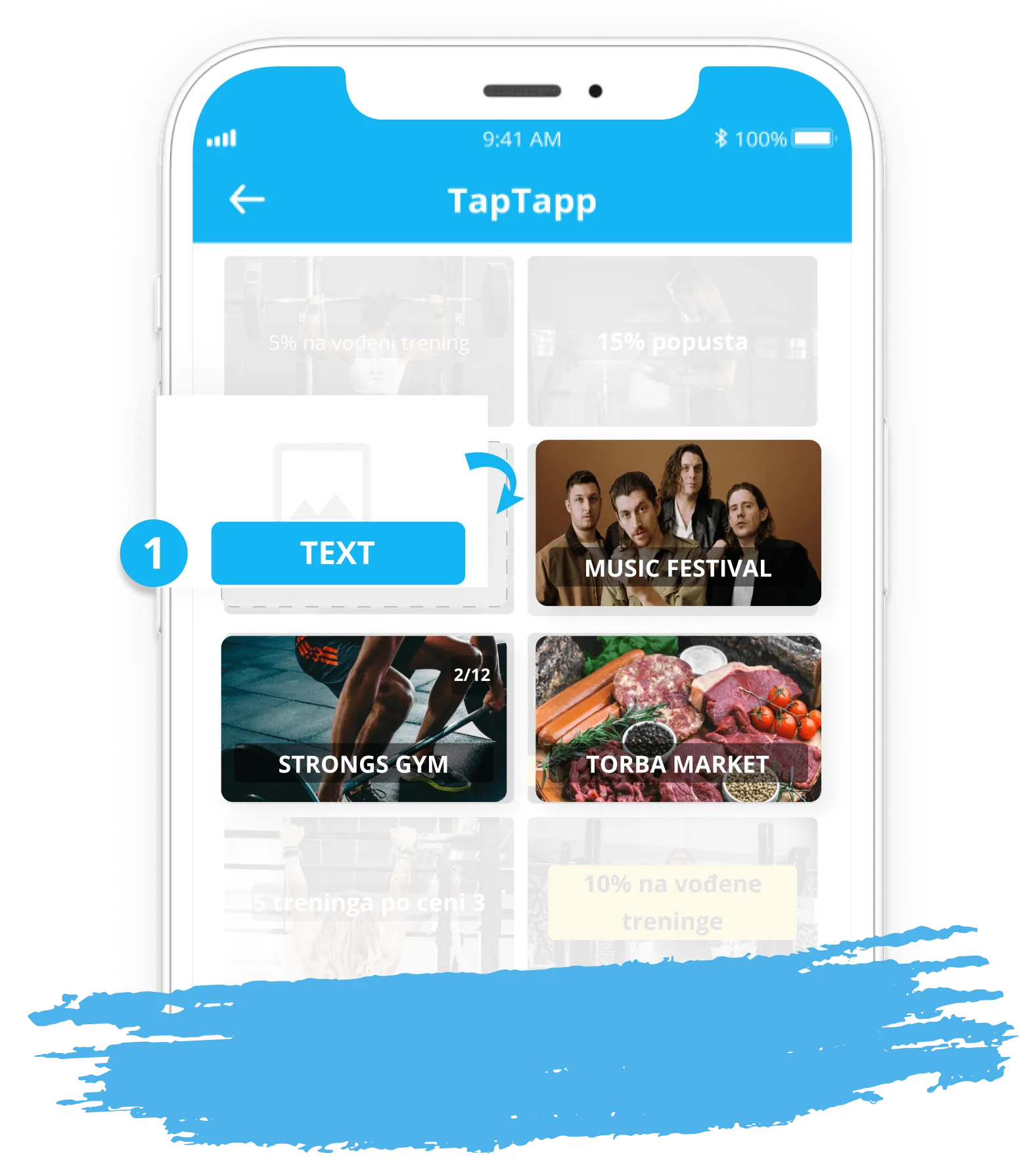 Mockup for TapTapp mobile aplication.