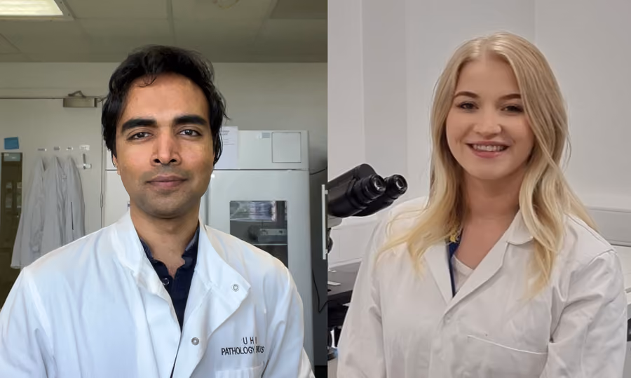 Brain Research UK PhD students Harsh Bhatt and Danielle Marsh