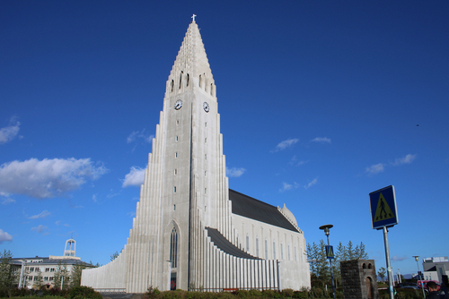 Hallgrímskirkja, tallest point in Rekyjavik, Iceland.