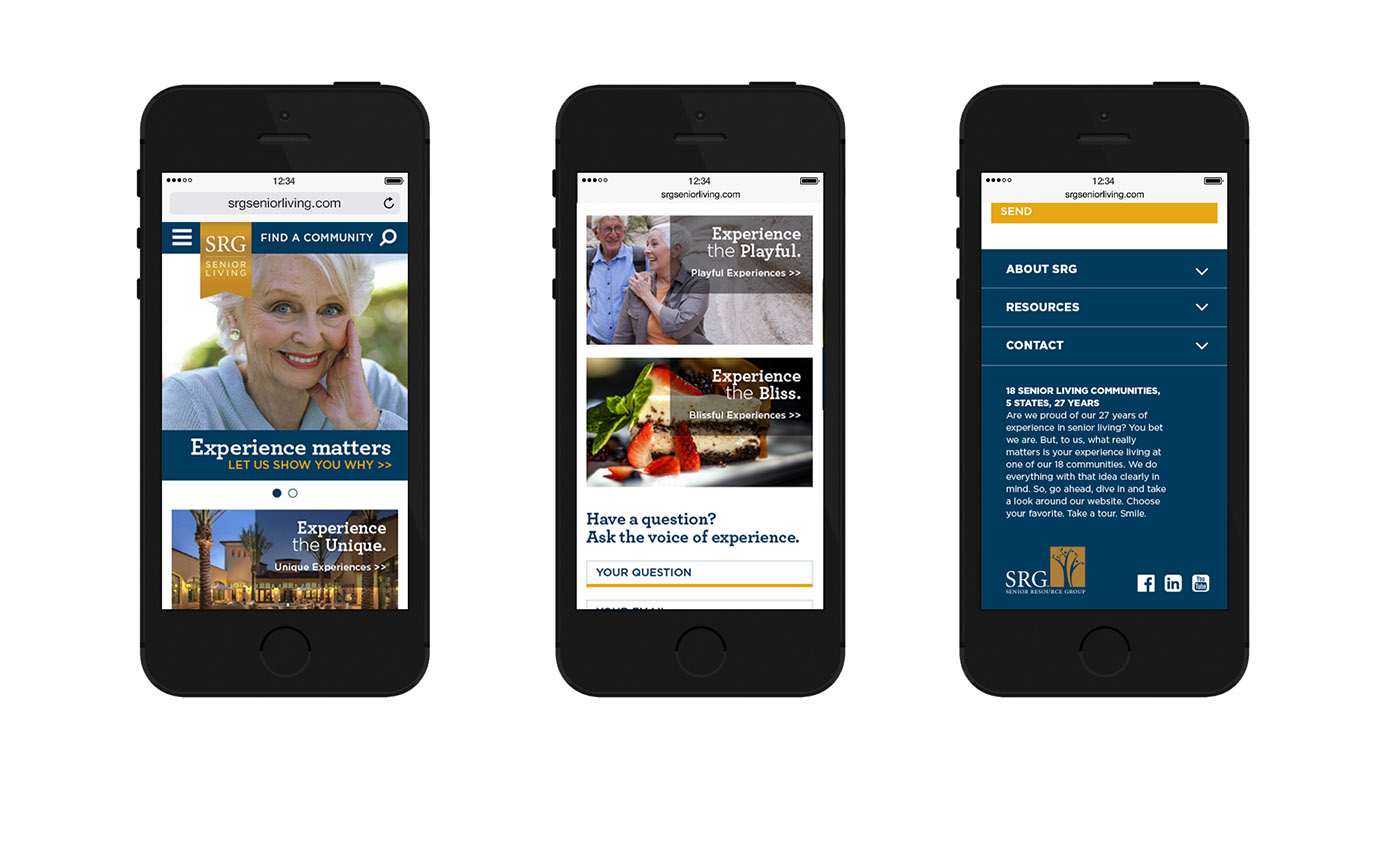 SRG Senior Living - Mobile Website Design