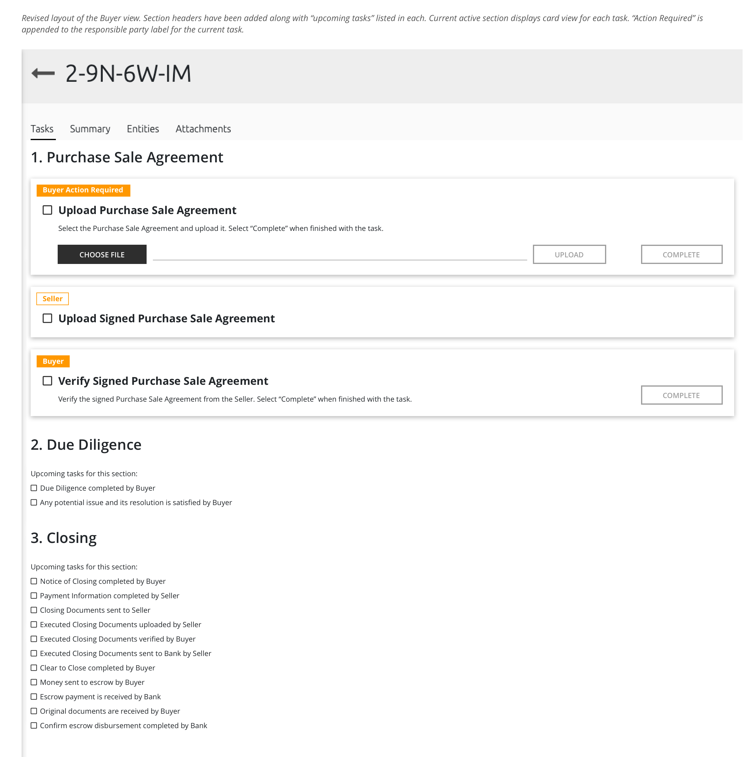 Transactions task list