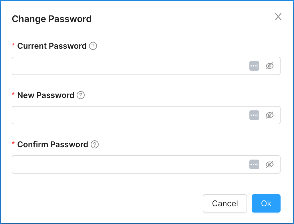 Concord Admin UI Change Password