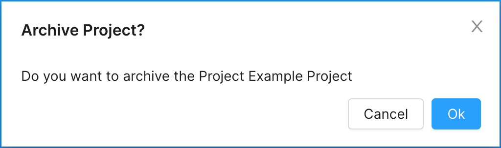 Concord Admin UI Global Settings Projects Archiving a Project Confirmation