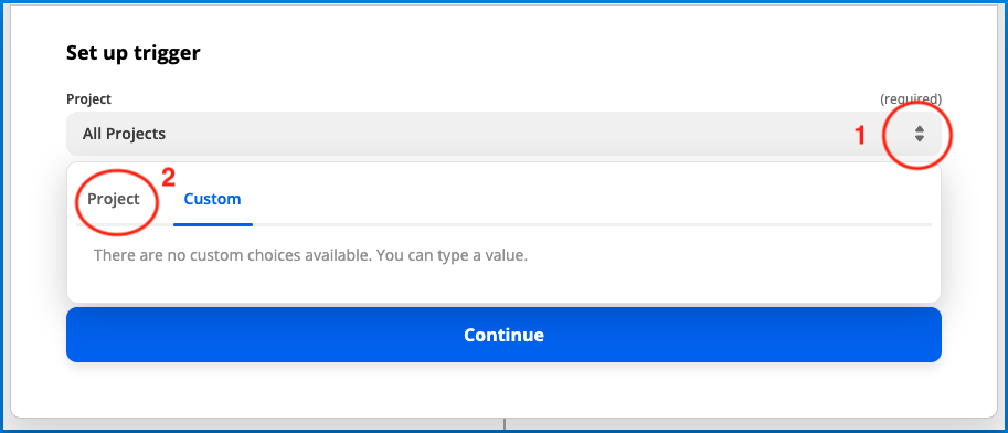 Concord Zapier Integration Trigger All Projects vs. Project Selection