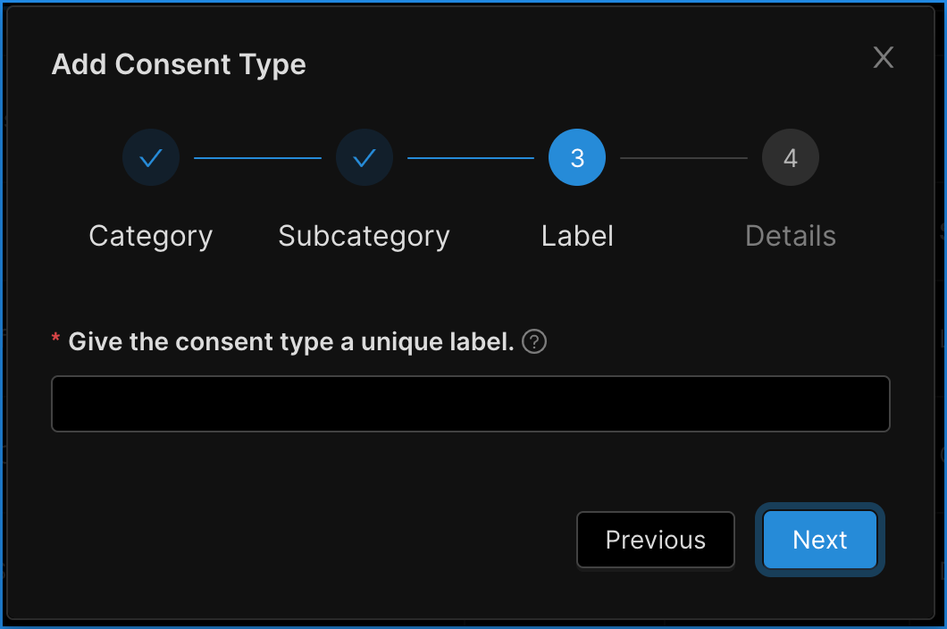 Concord Admin UI Add Consent Type Label