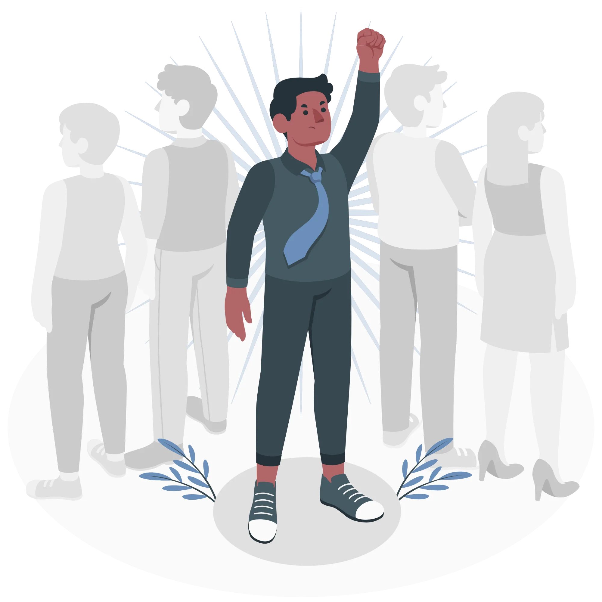 illustration for a person standing out in a crowded room