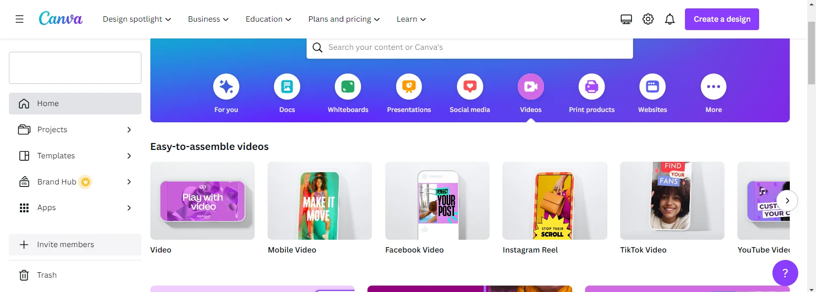 canva UI