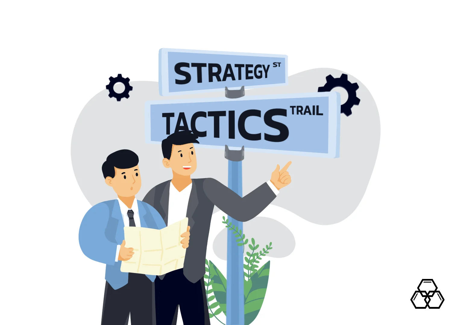 a street sign for branding strategy st. and tactics trail