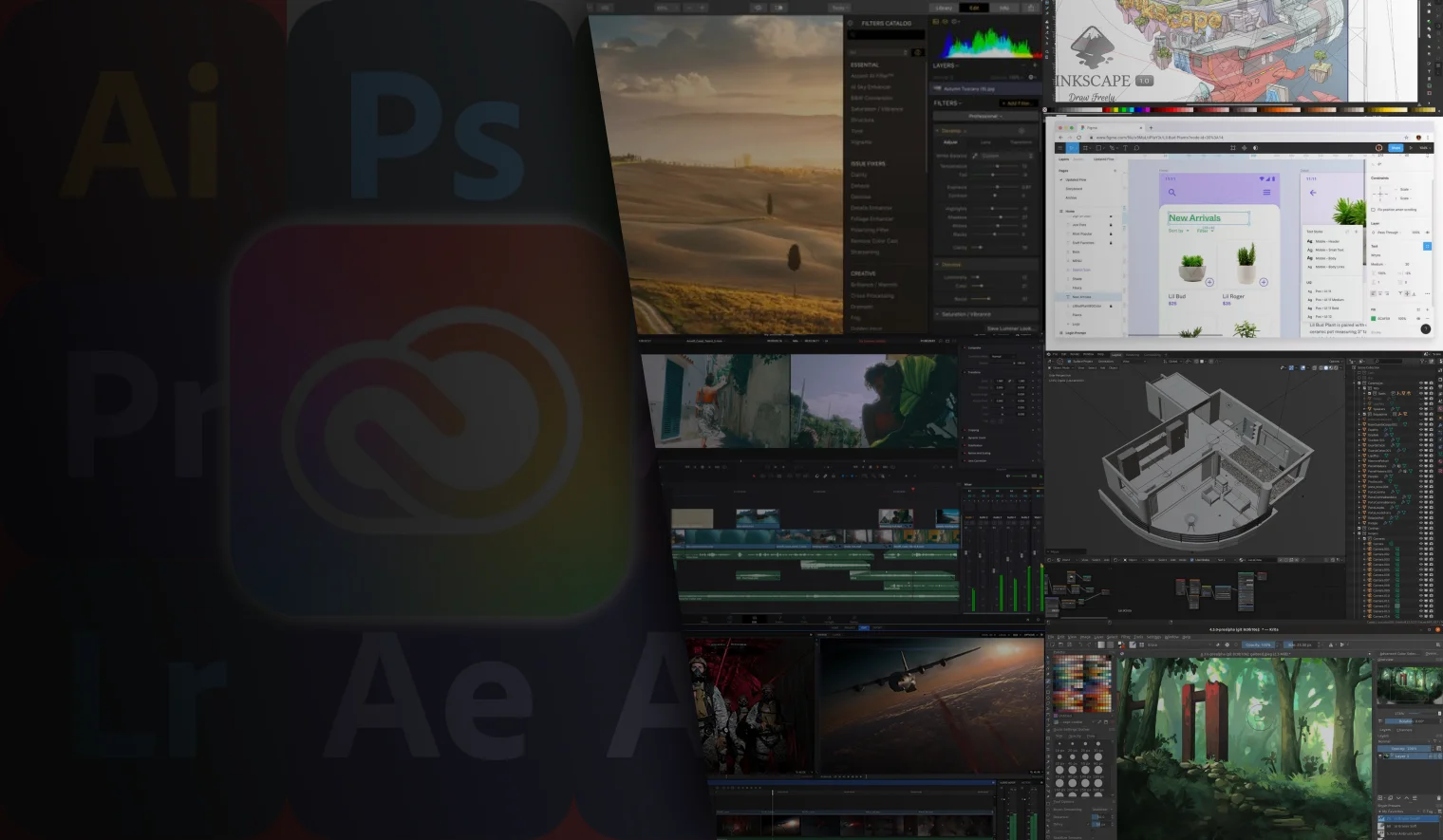 Image of Adobe programs compiled alongside its alternative