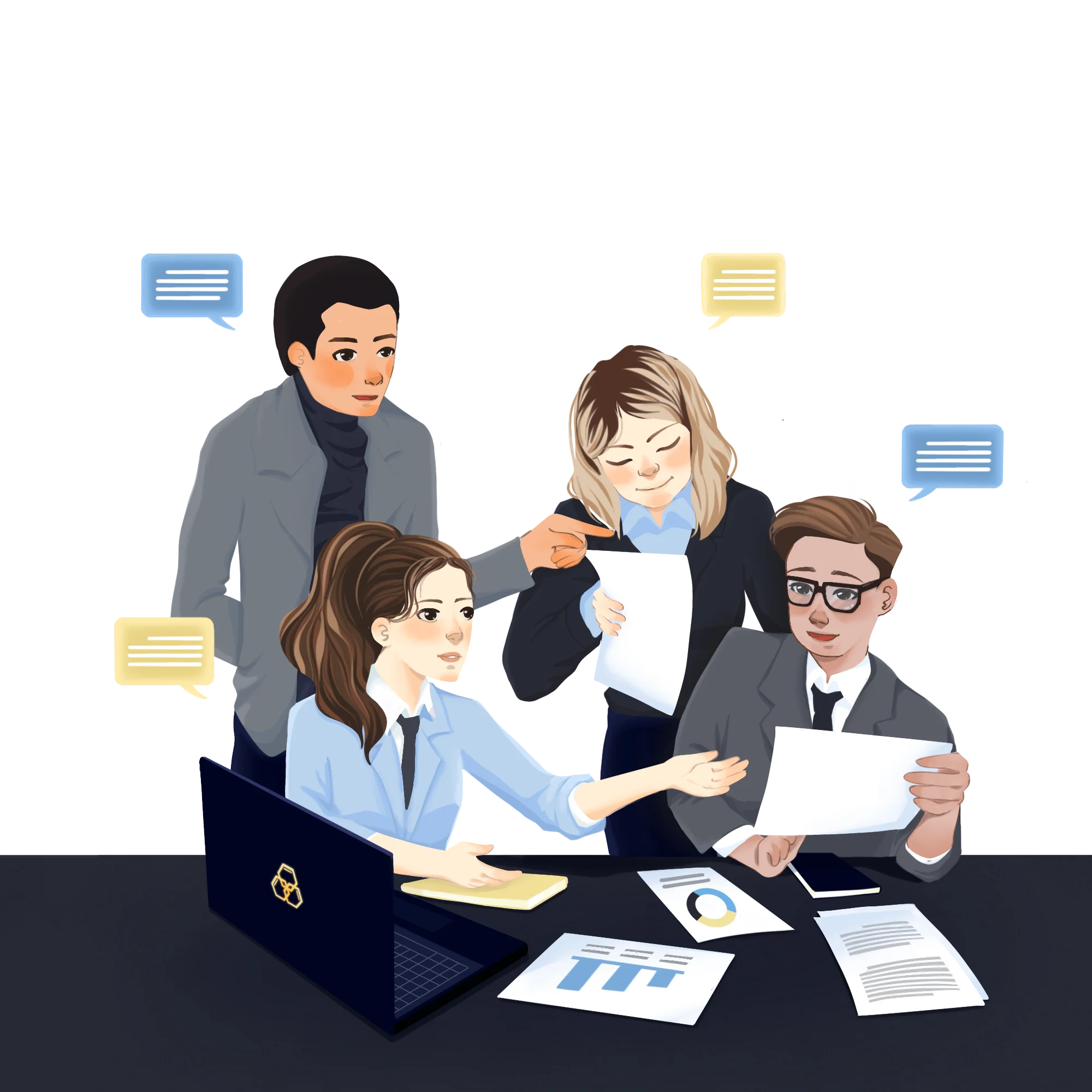 illustration of a team brainstorming