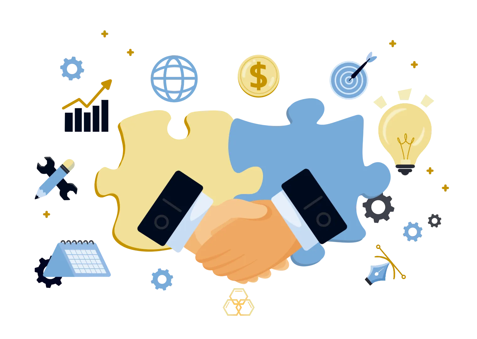 corporate staff shaking hands illustration