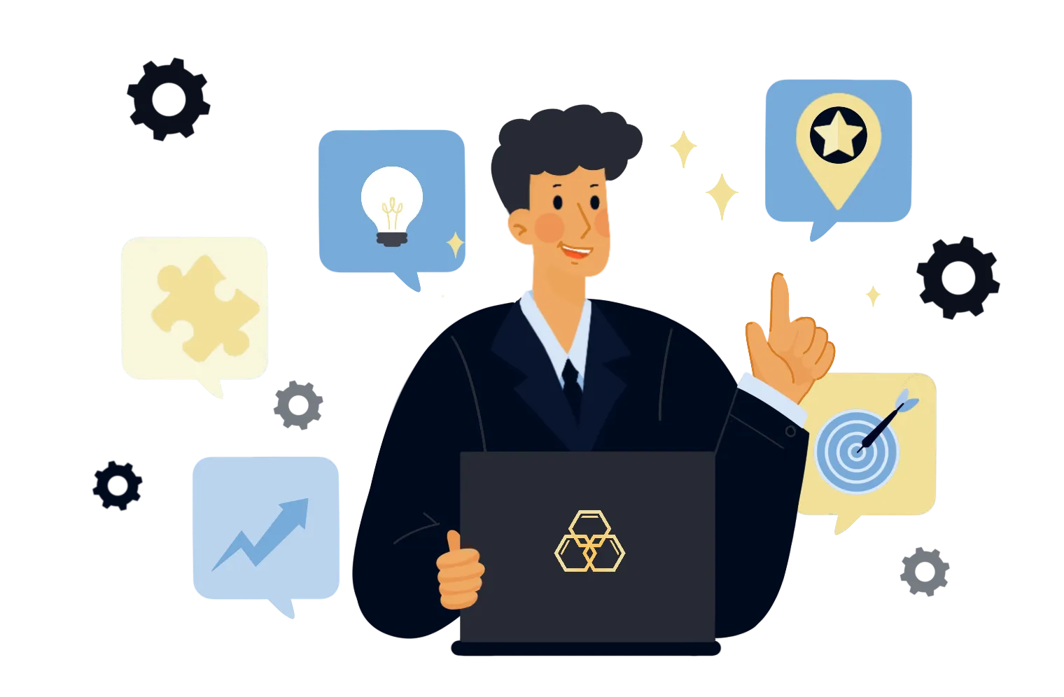 brand agency working on ideas of sale promotion illustration