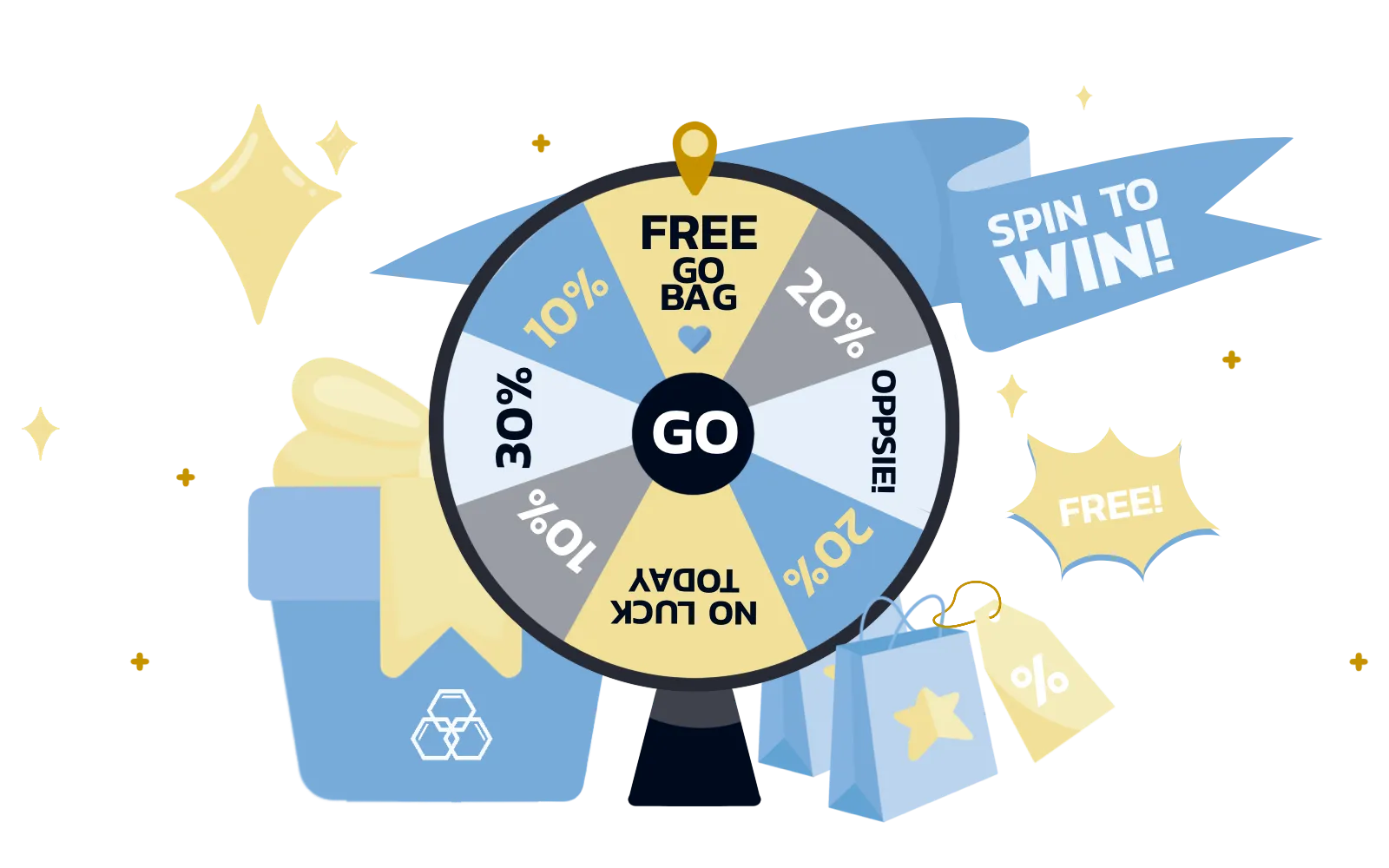 Spinning wheel welcome gate illustration