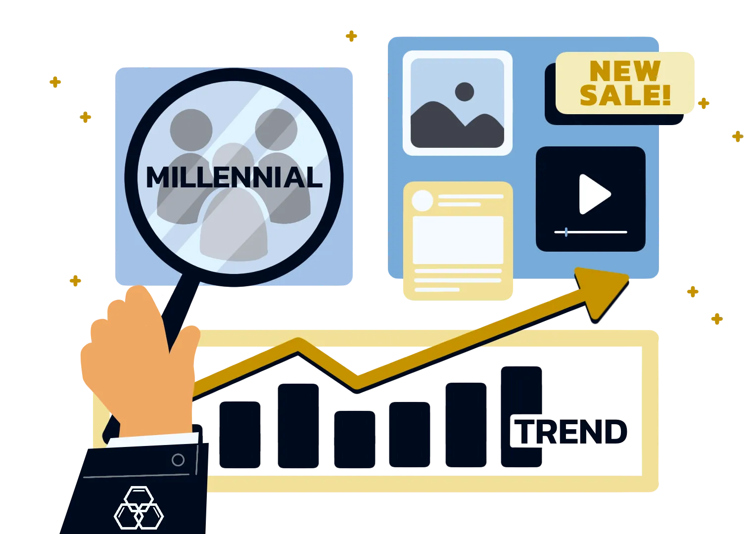 Target Millennials in b2b marketing illustration