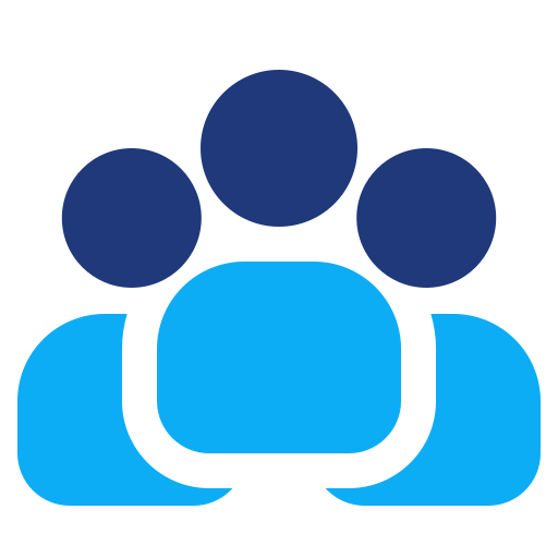 Icon showing three abstract human figures representing a team or group.