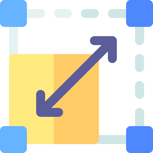 Resize icon showing square corners with an arrow pointing diagonally to indicate scaling.