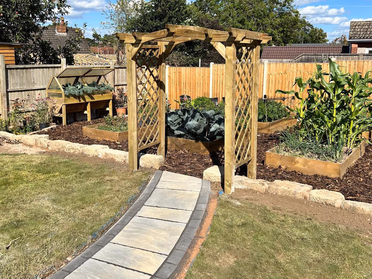 Natural stone patio and path