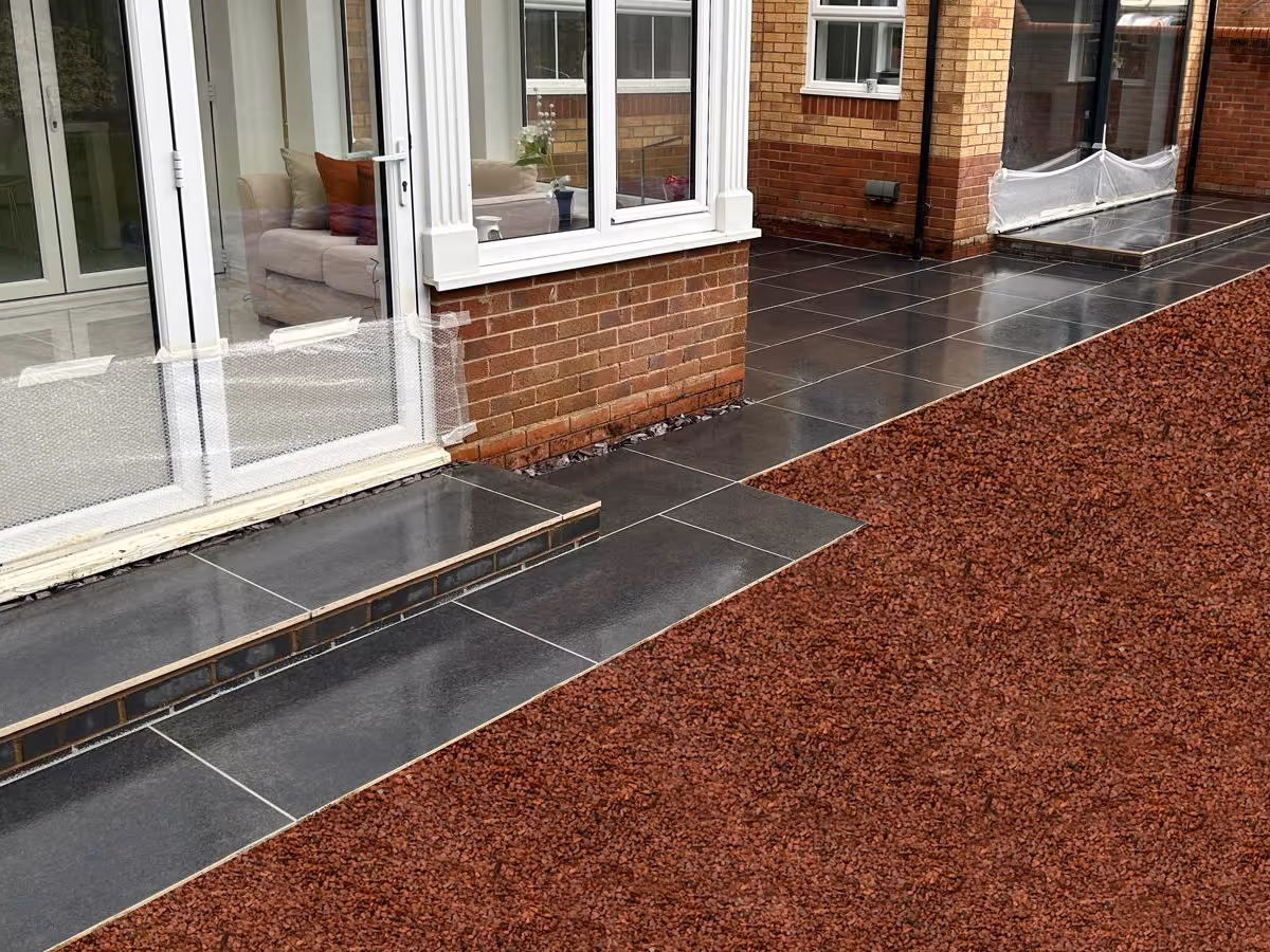 Black porcelain patio with step - angle 3