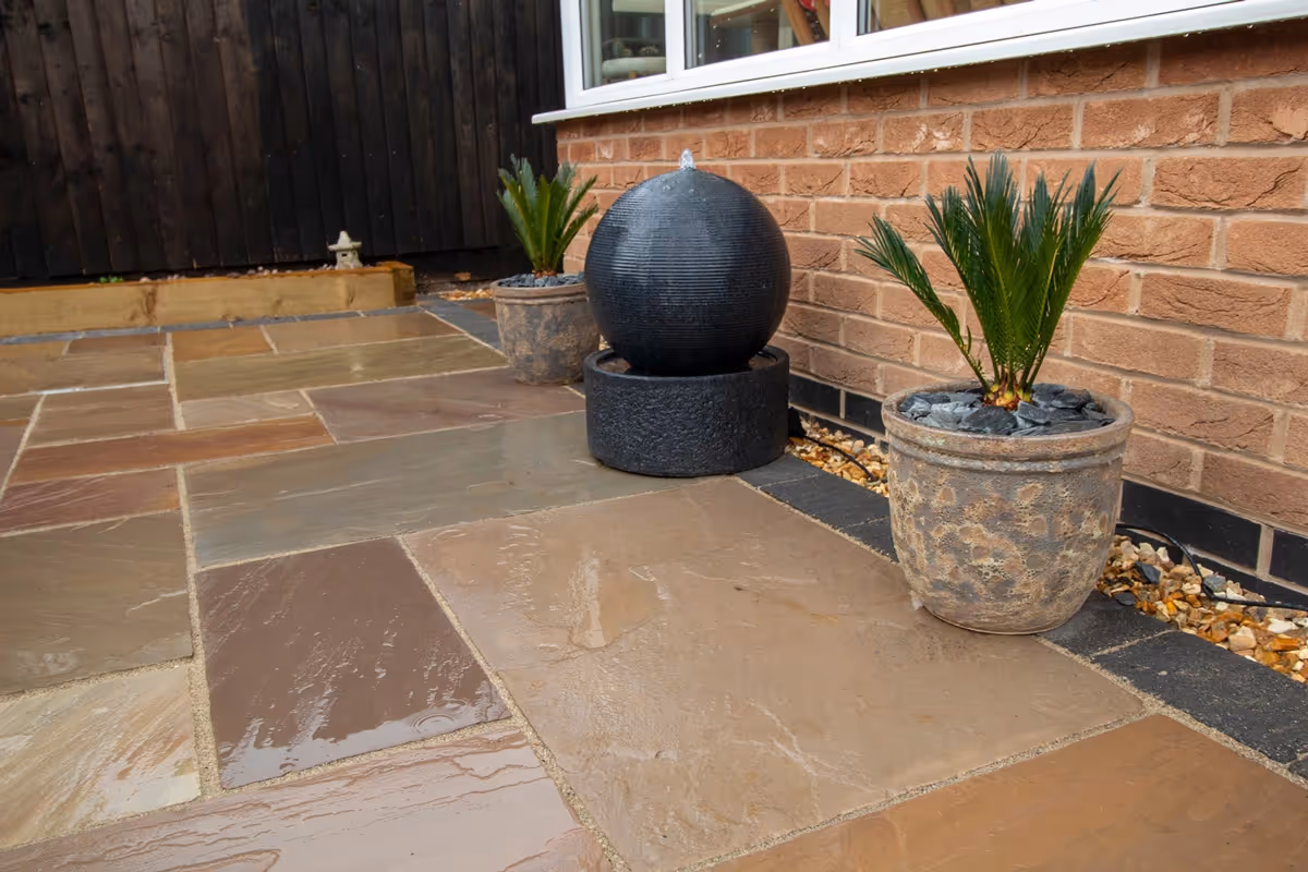 Natural stone paving installed by BB Landscapes in Coventry