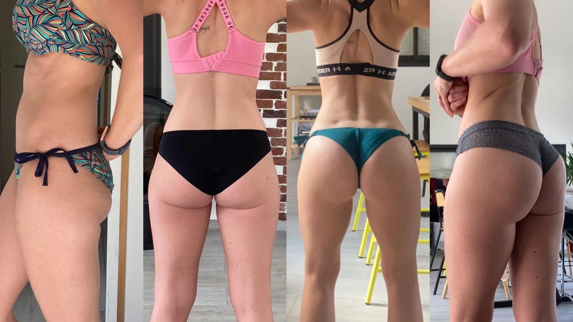 Photos Avant après des fessiers d'une femme de plus de 35 ans qui pratique la musculation.