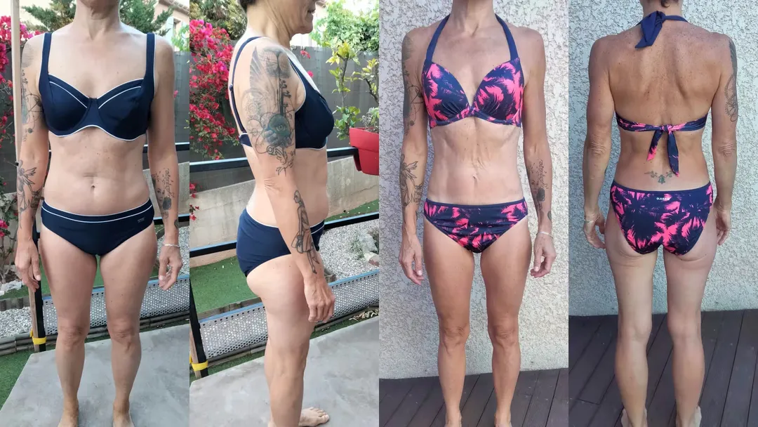 Transformation physique femme 50 ans, avant après