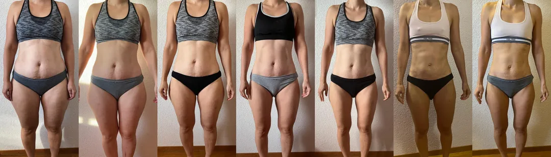 Photos de Danièle, une coachée avant, pendant et après le coaching sportif pour lui faire perdre la graisse des cuisses.