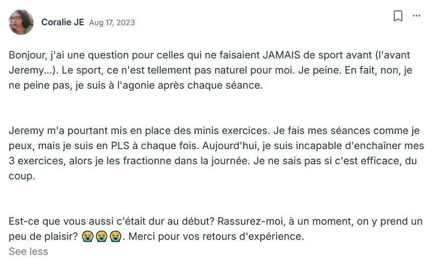Témoignage d'une femme qui avait du mal à faire du sport et qui est aujourd'hui une sportive accomplie.