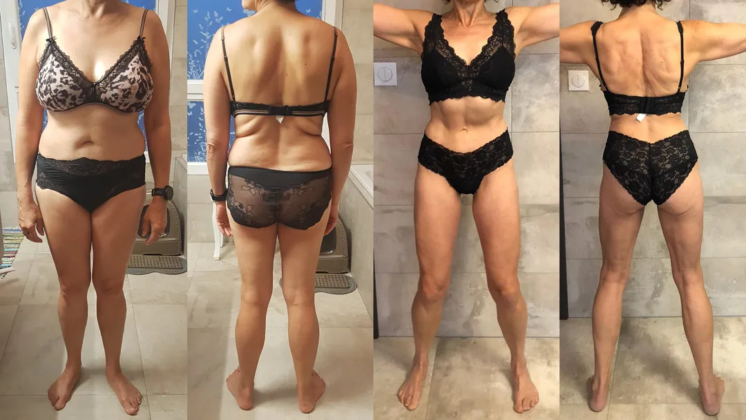 Photo avant-après de la perte de poids d'une femme de 50 ans après la ménopause