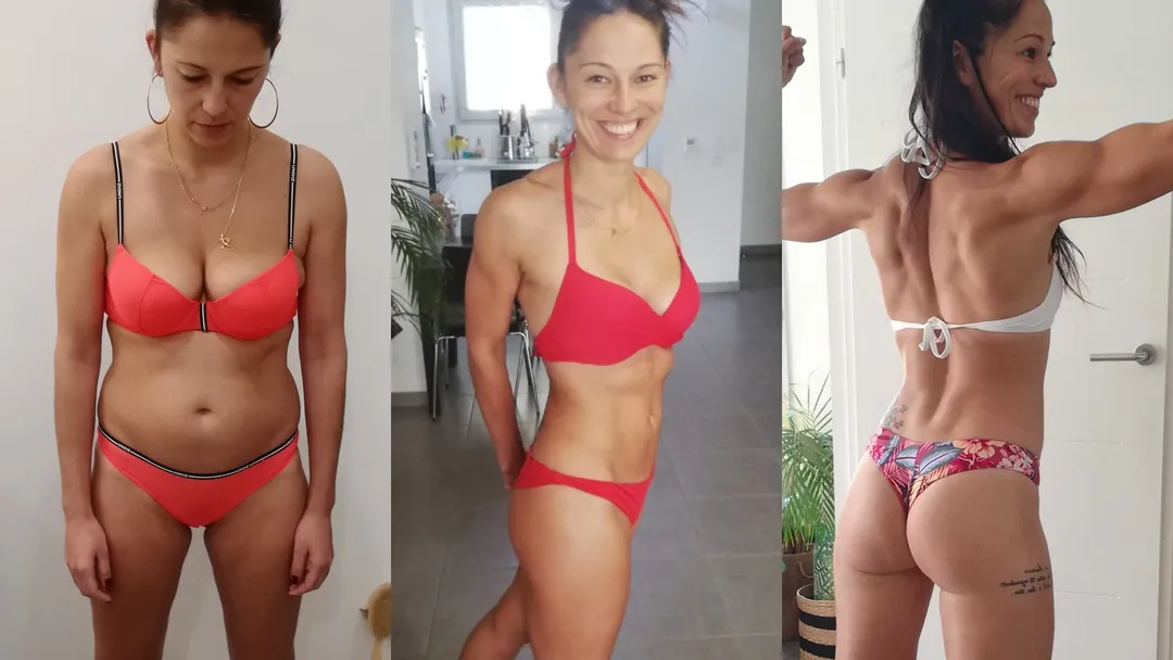 Avant-après du corps d'une femme fitness