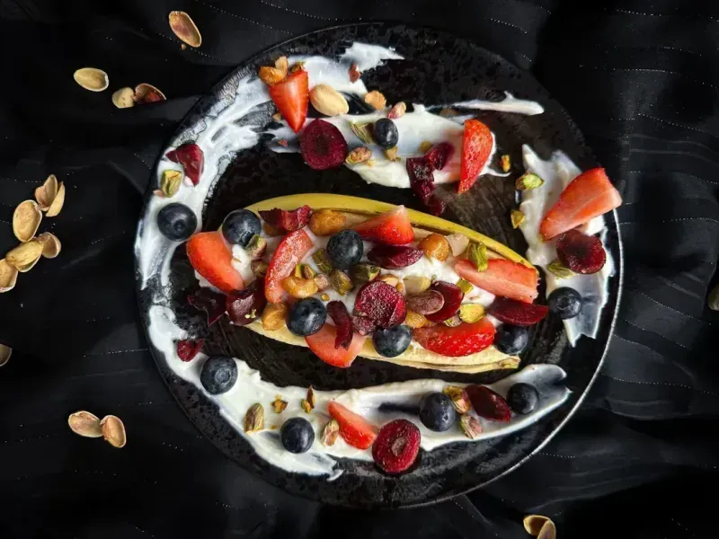 Voilà à quoi ressemble le petit-déjeuner de Nathalie. Gourmand et sain.