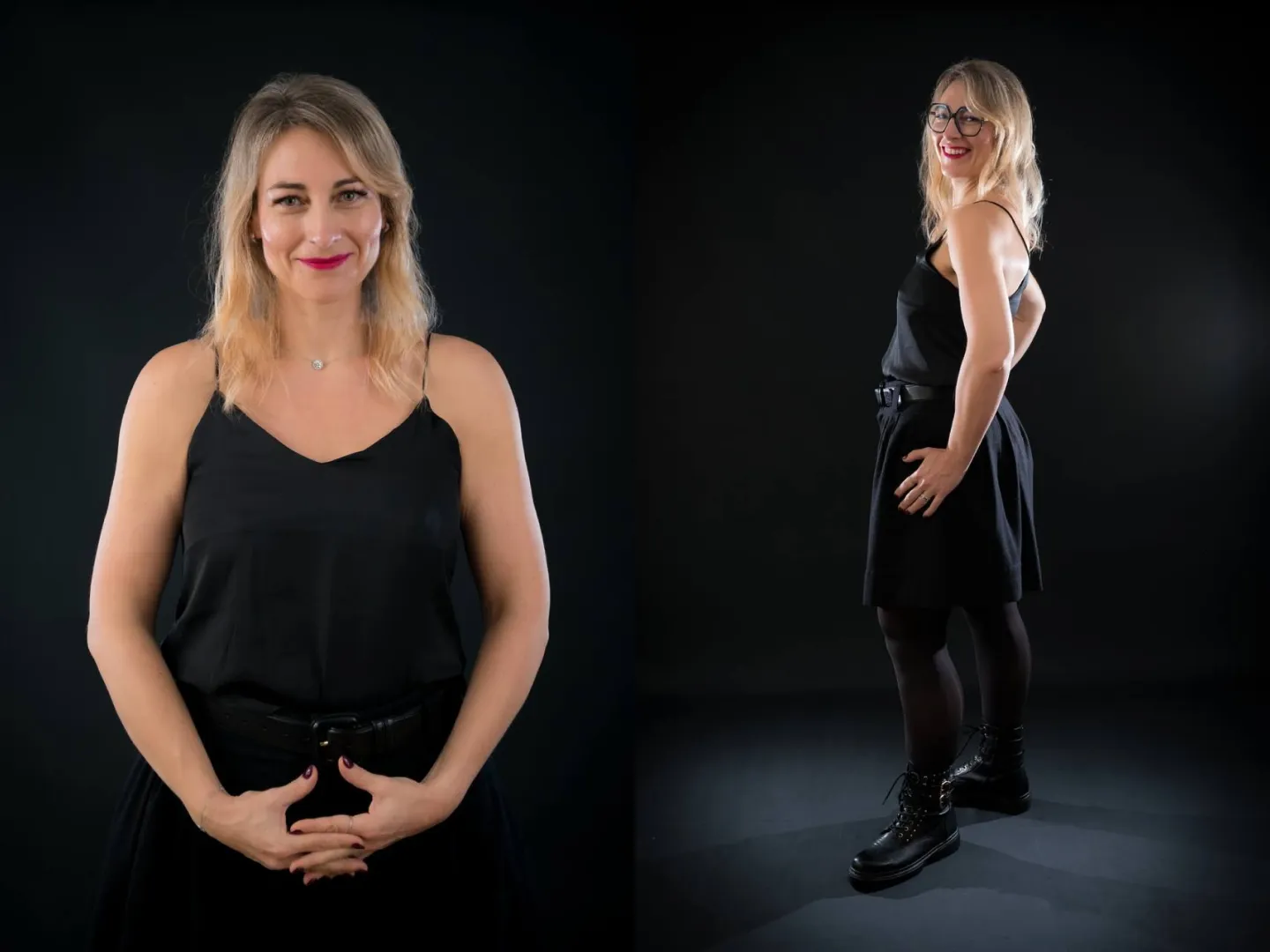 Une femme pose fièrement pendant un shooting photo après avoir perdu plus de 50 kg en deux ans et demi.