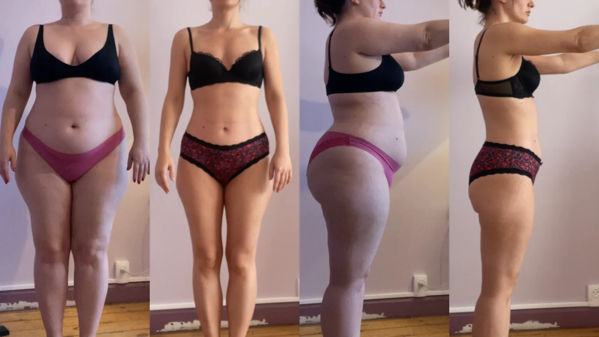 Avant/après d'une femme de 40 ans qui a perdu 30 kg en 18 mois.