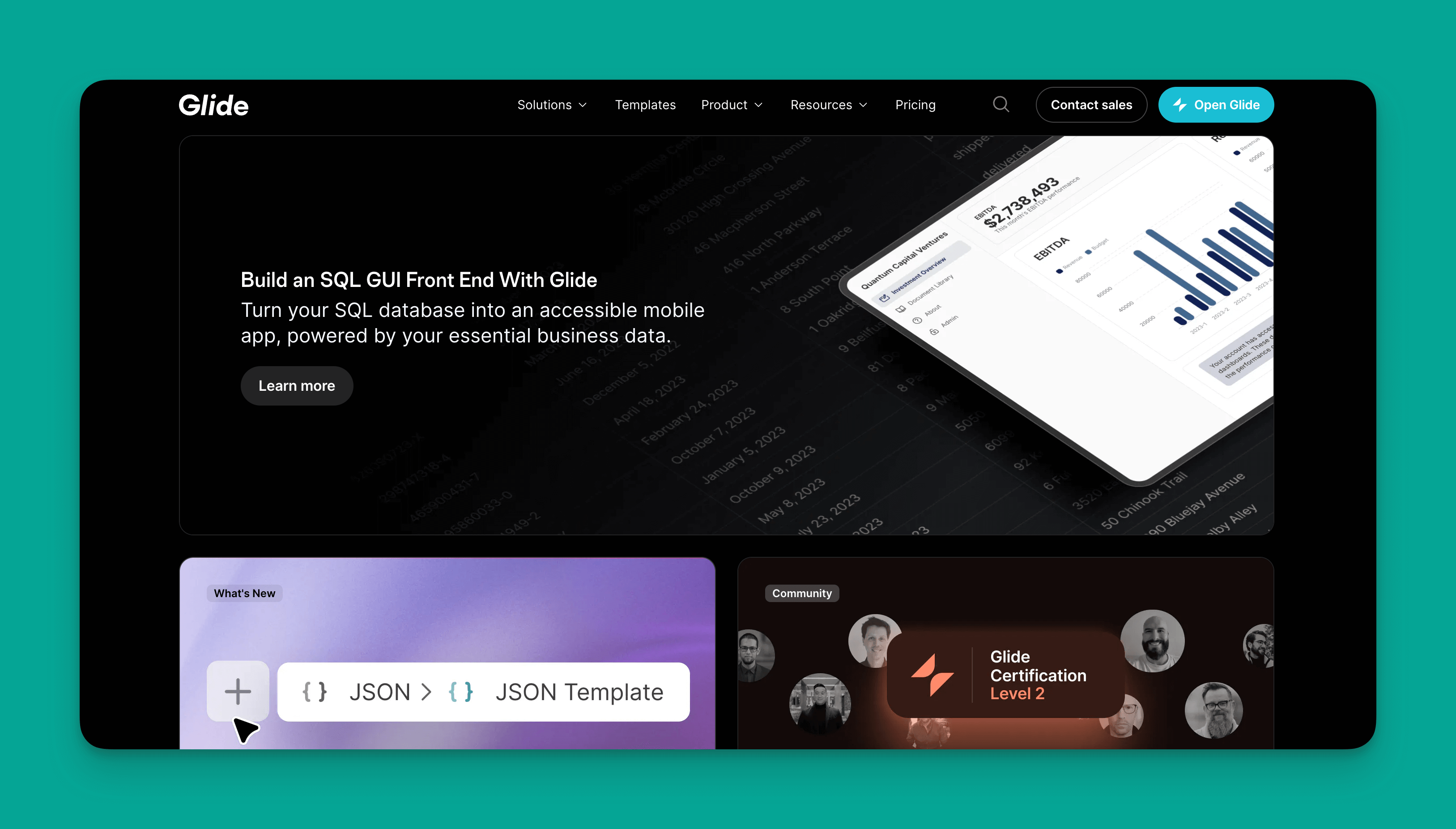 Glide app builder interface
