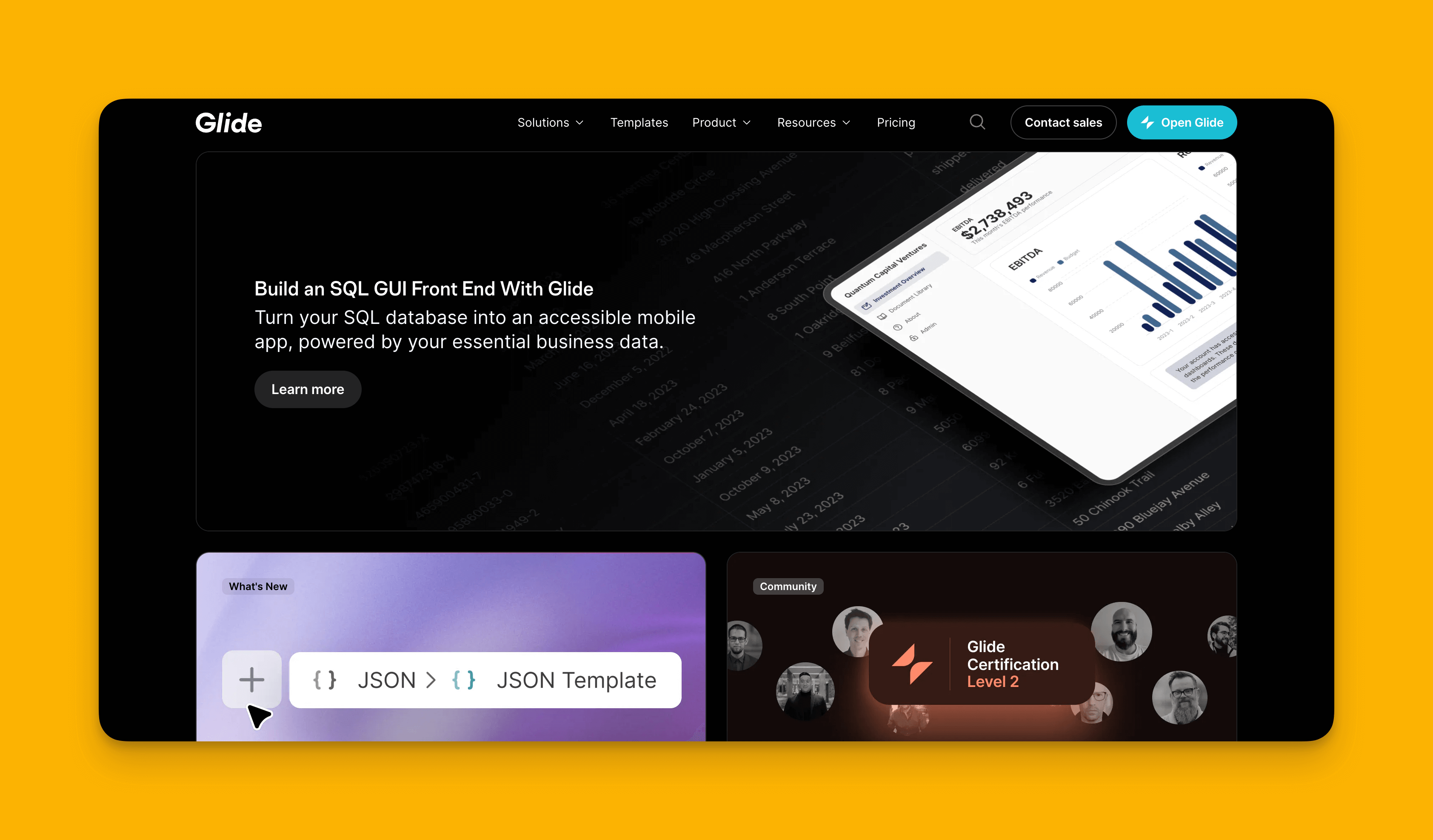 Glide app builder interface