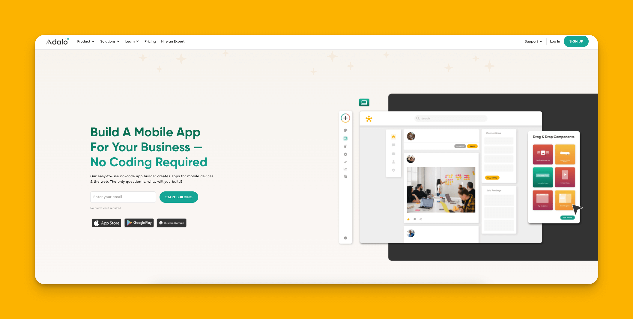 Adalo desktop app builder interface