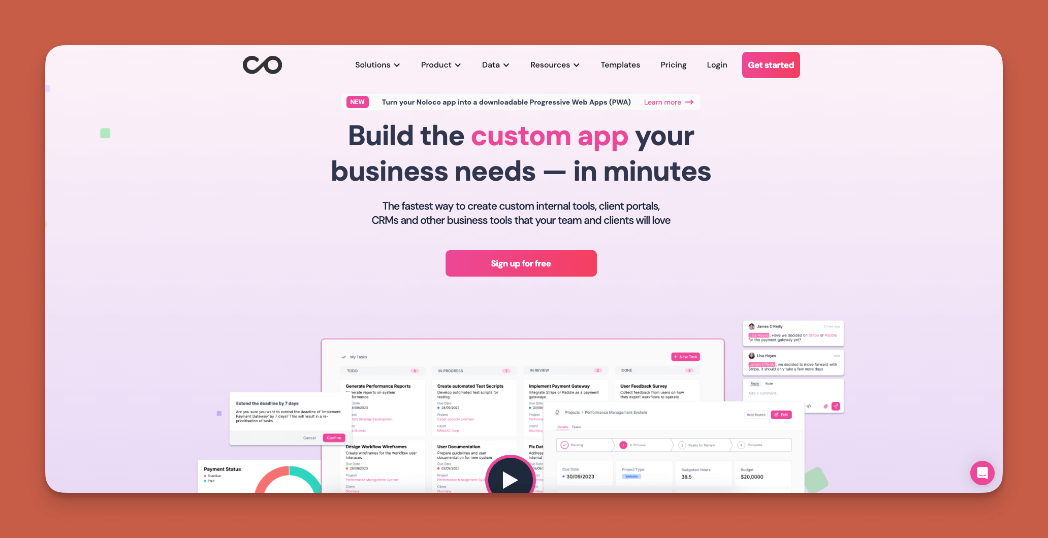 NoLoco app builder interface