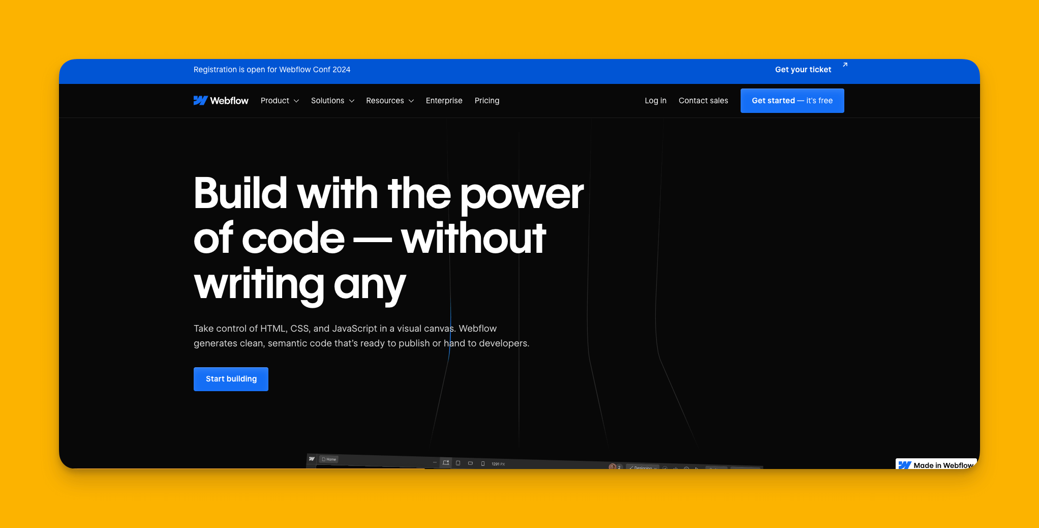 Webflow website builder interface