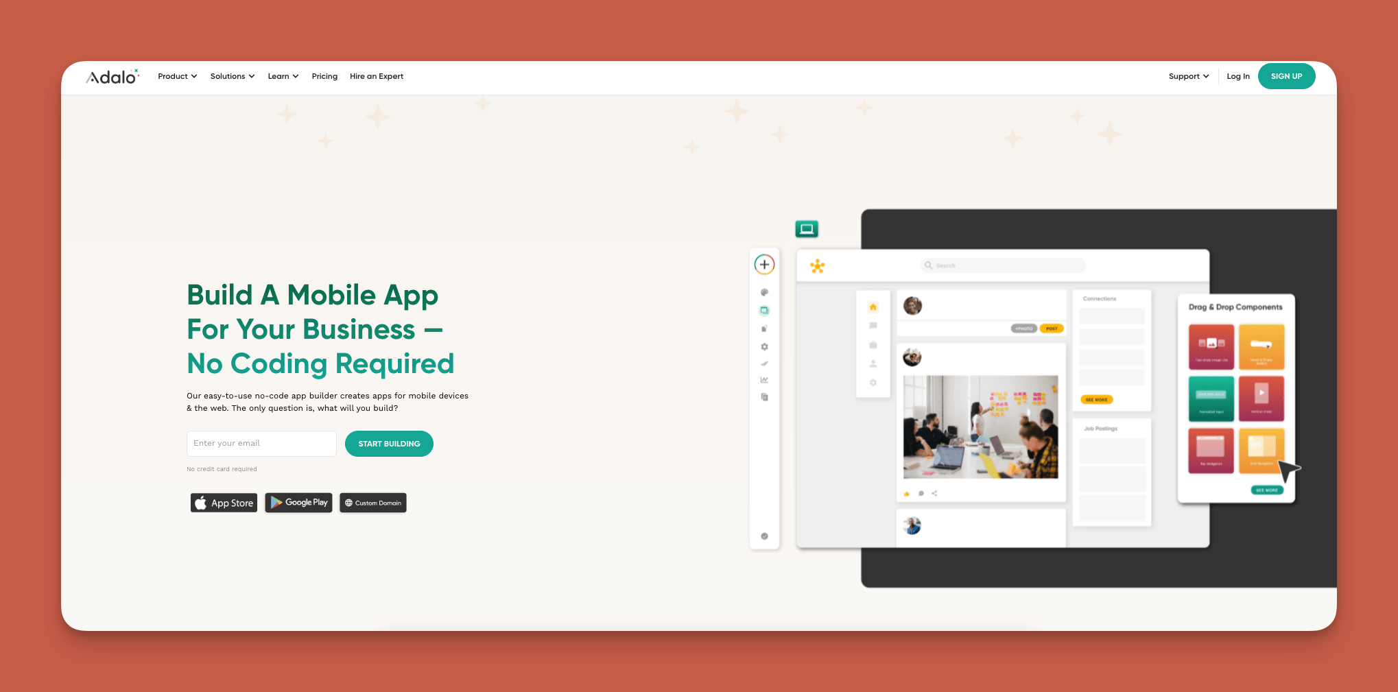 Adalo no-code app builder interface