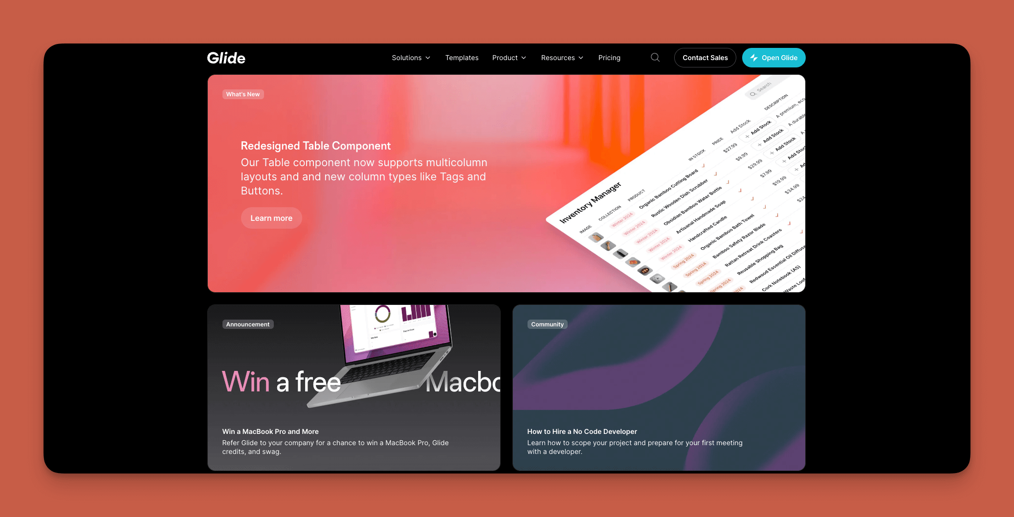 Glide app builder interface
