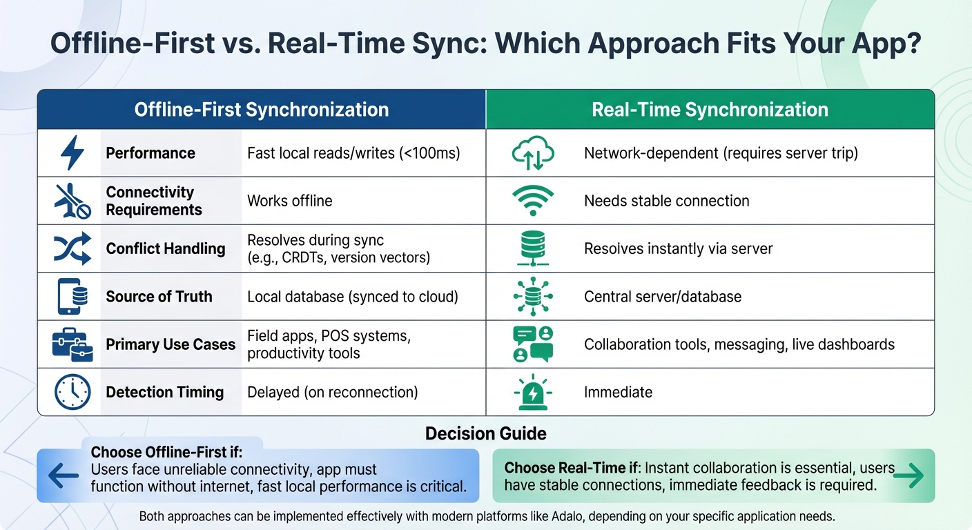 Offline-First vs Real-Time Sync: Feature Comparison Chart