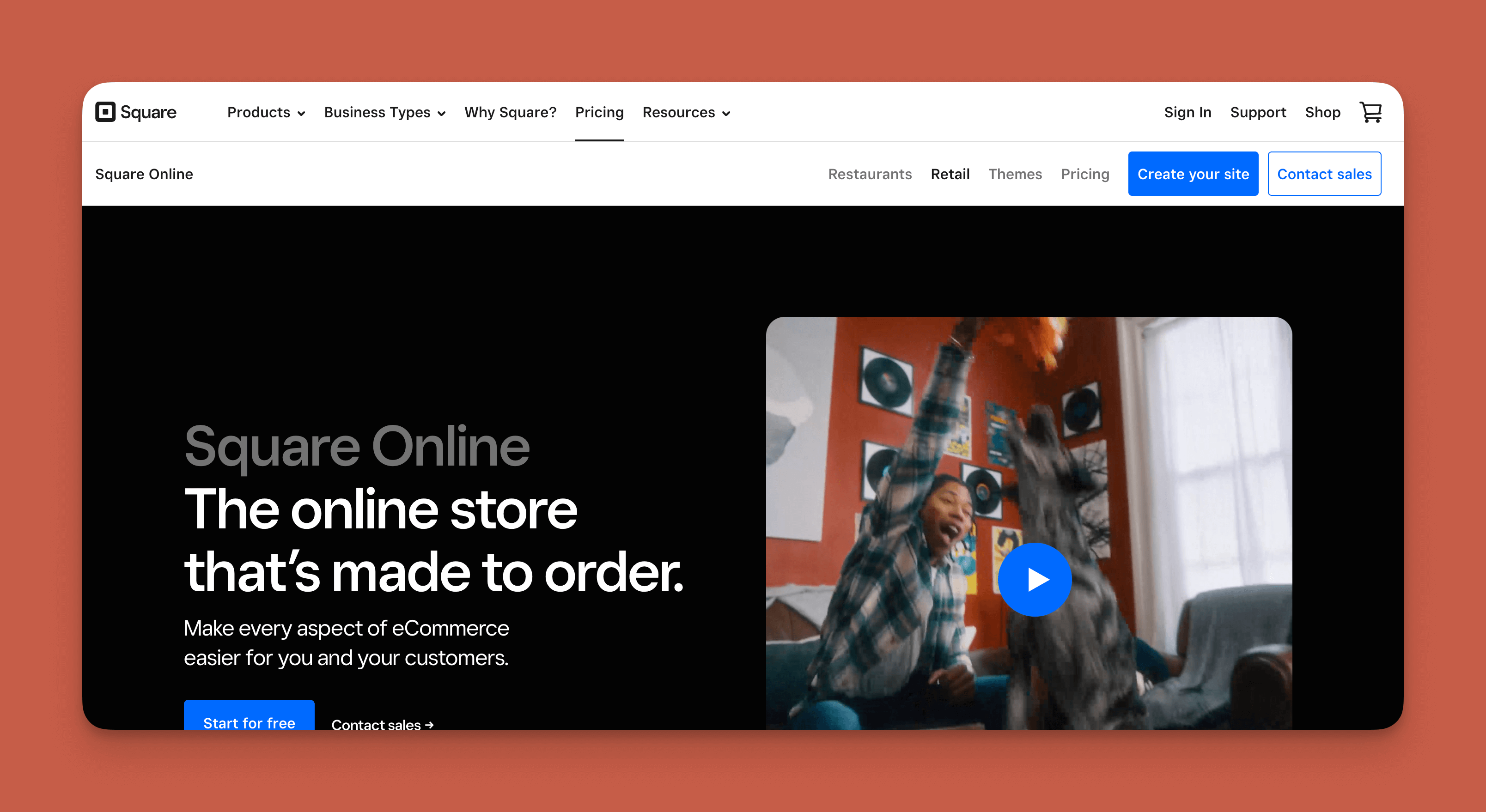 Square Online e-commerce builder