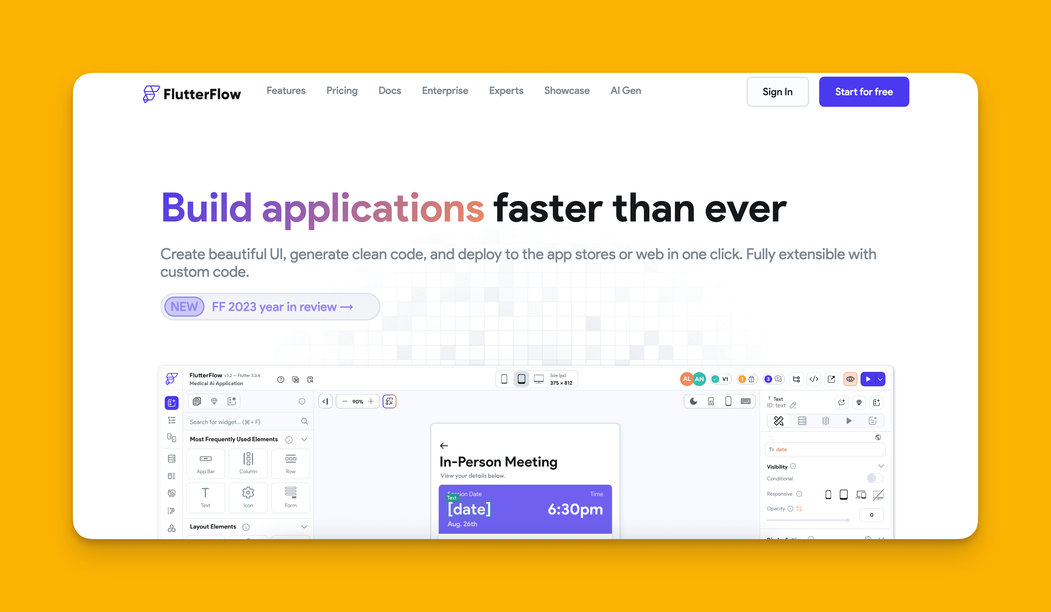 FlutterFlow interface