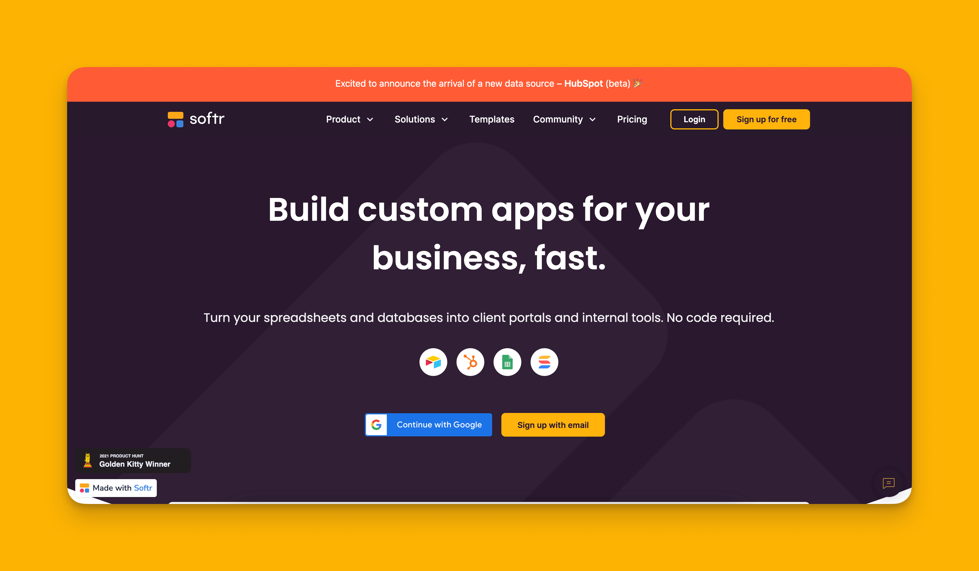 Softr app builder interface