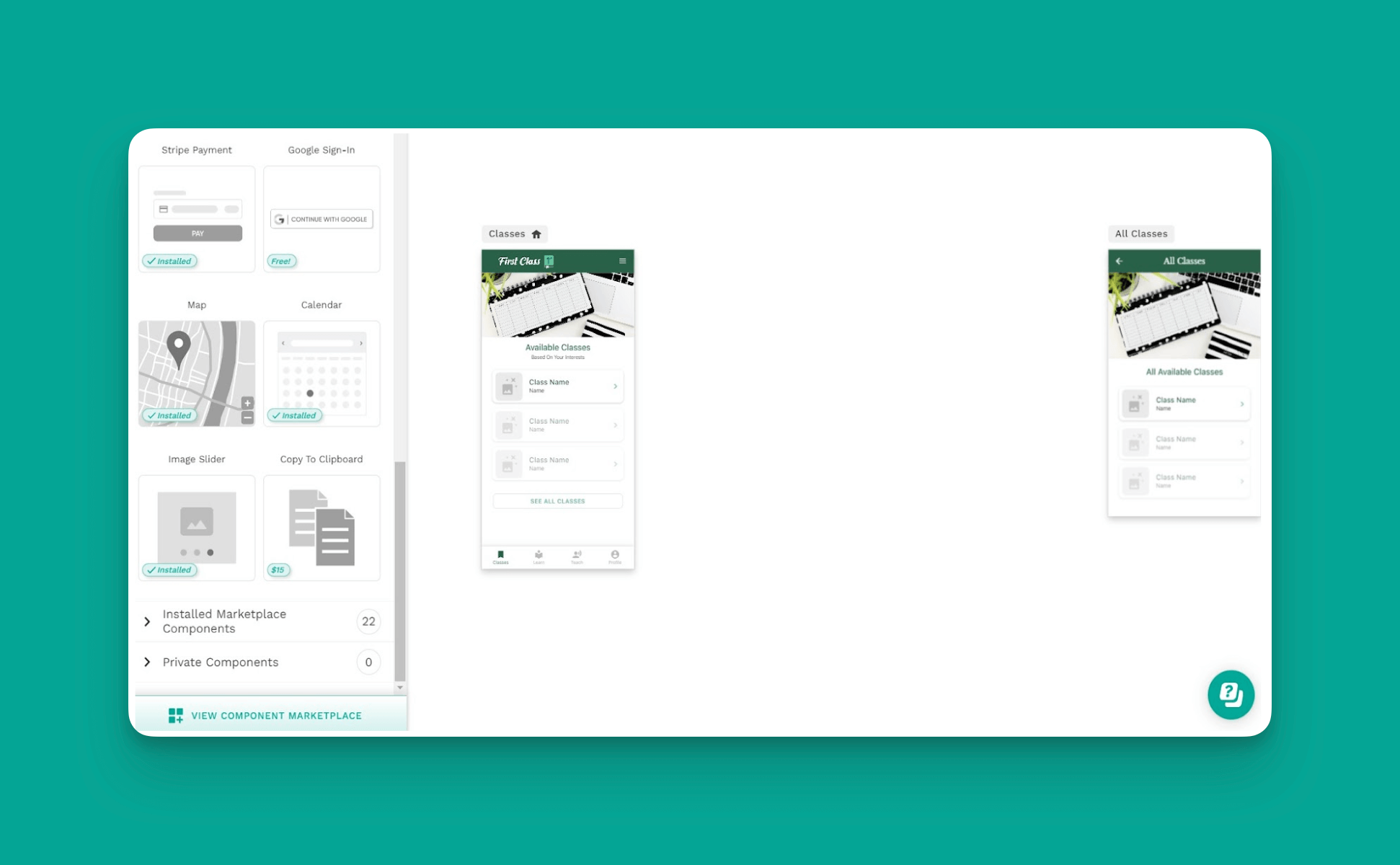 Captura de pantalla de aplicación de citas de Adalo