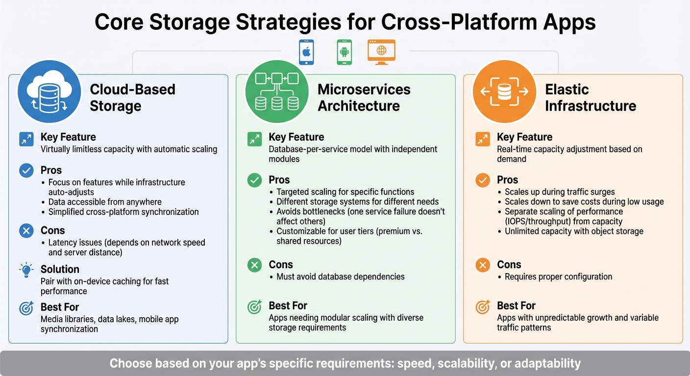 Cross-Platform App Storage Strategies Comparison: Cloud, Microservices, and Elastic Infrastructure