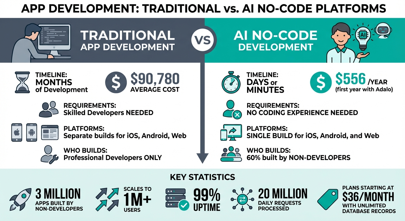 Traditional vs AI No-Code App Development Cost and Time Comparison